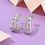 Lucy Q Air Drip Collection - Stud Push Back Earrings in Rhodium Overlay Sterling Silver