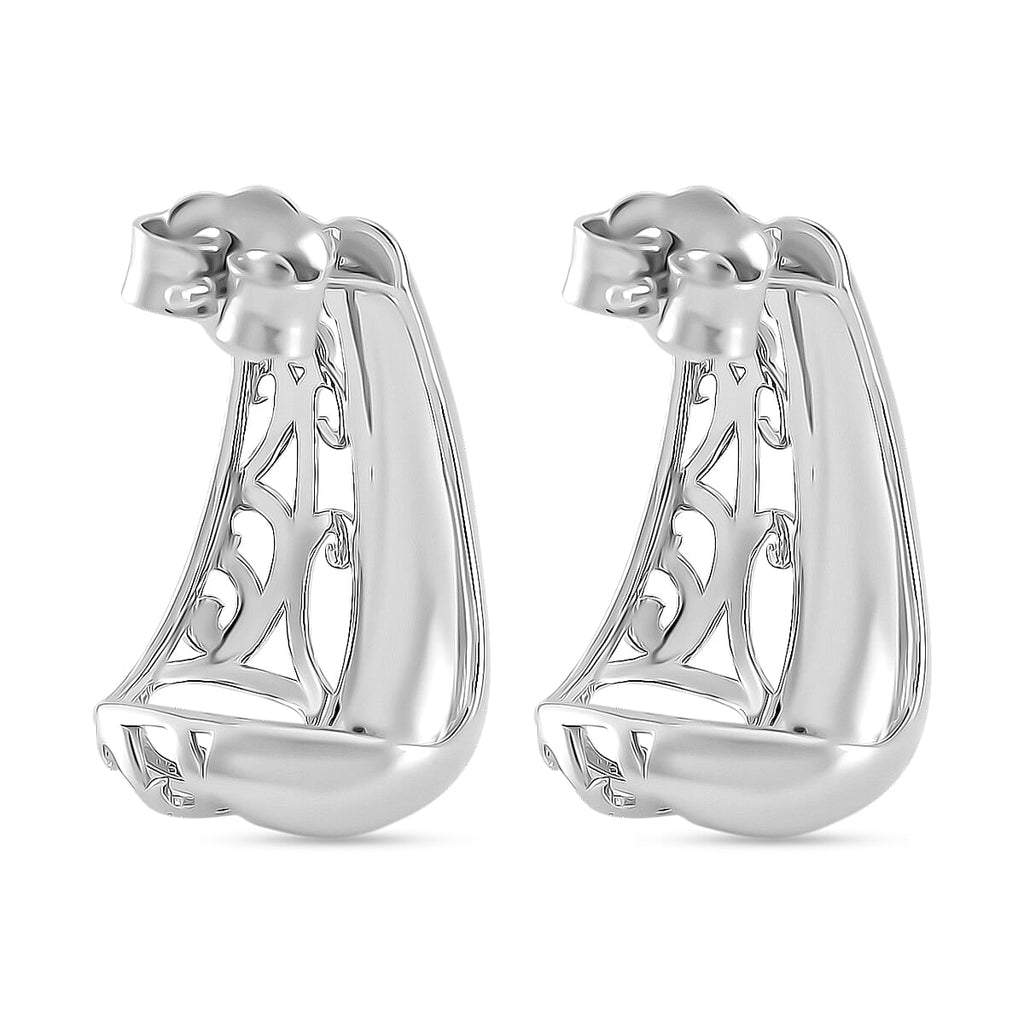 Lucy Q Air Drip Collection - Stud Push Back Earrings in Rhodium Overlay Sterling Silver