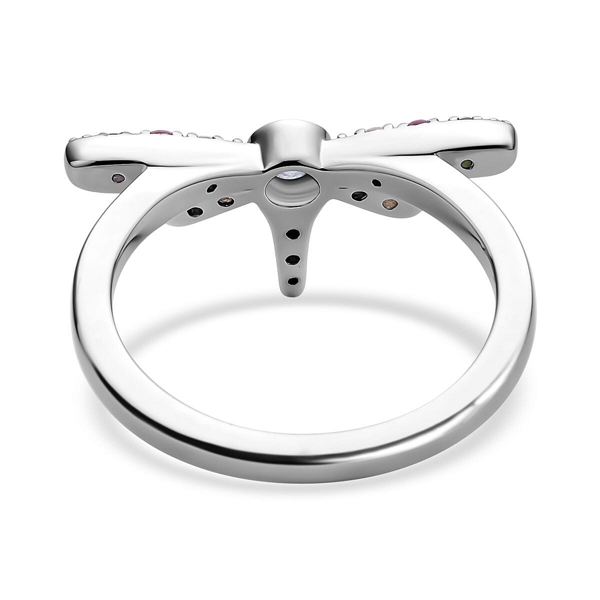Lucy Q- Dragonfly Collection - Swiss Blue Topaz and Multi Gemstone Ring in Rhodium Overlay Sterling Silver 7280360 9