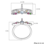 Lucy Q- Dragonfly Collection - Swiss Blue Topaz and Multi Gemstone Ring in Rhodium Overlay Sterling Silver