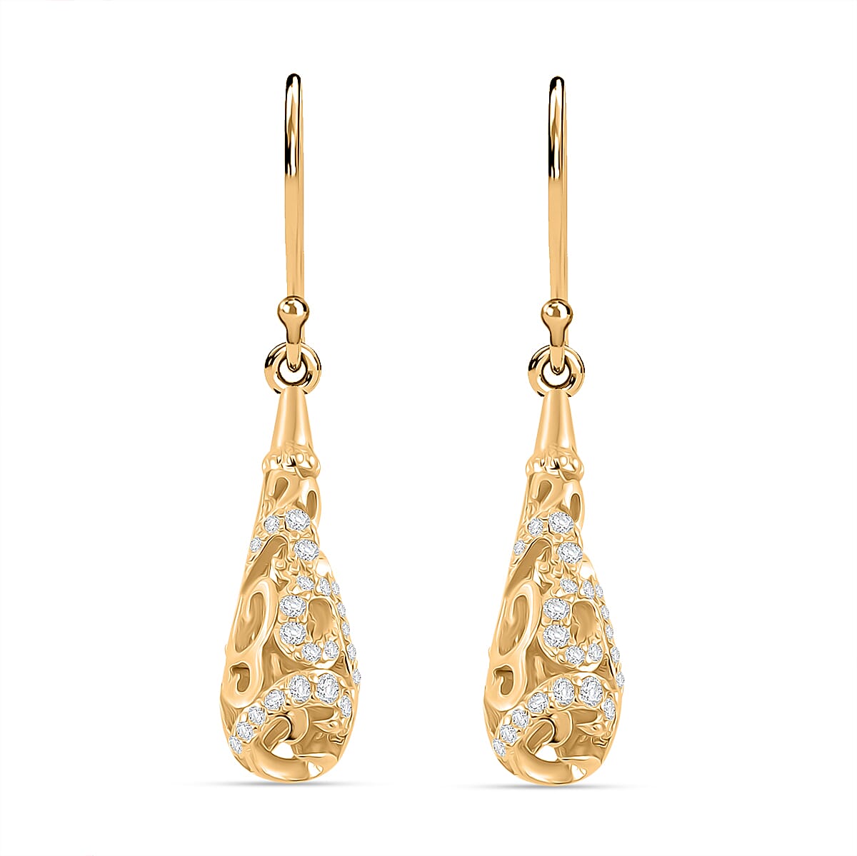 LucyQ - Air Drip Collection White Zircon Earring with Hook in 18K Vermeil Yellow Gold Plated Sterling Silver 1.32 Ct. 8064866 0
