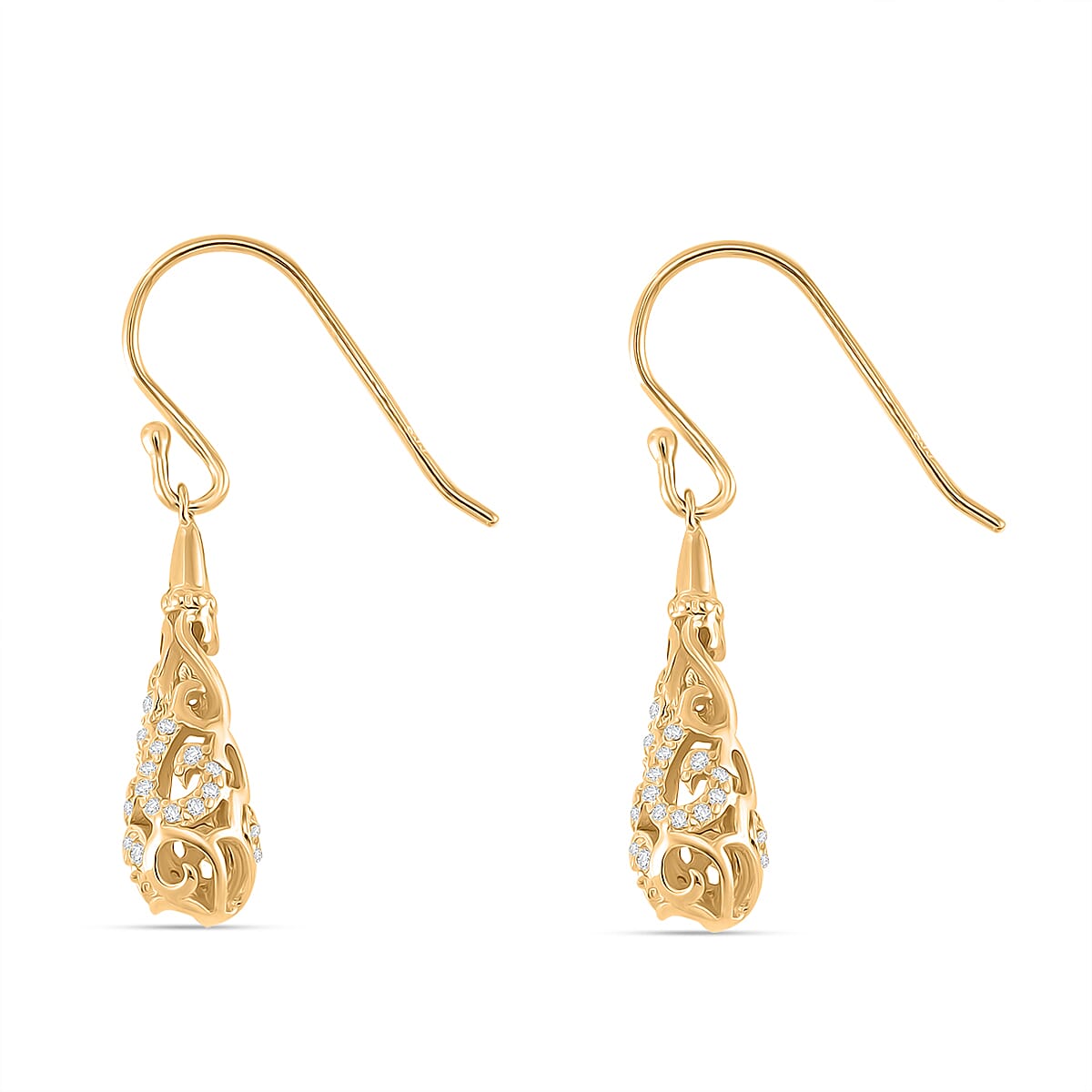 LucyQ - Air Drip Collection White Zircon Earring with Hook in 18K Vermeil Yellow Gold Plated Sterling Silver 1.32 Ct. 8064866 3