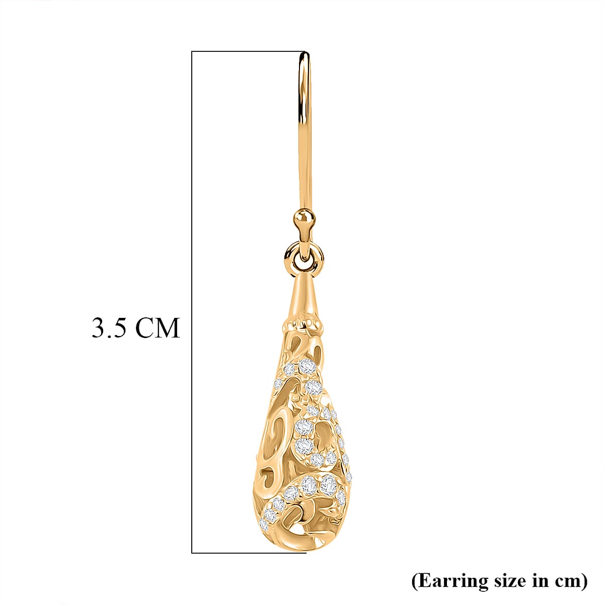 LucyQ - Air Drip Collection White Zircon Earring with Hook in 18K Vermeil Yellow Gold Plated Sterling Silver 1.32 Ct. 8064866 4