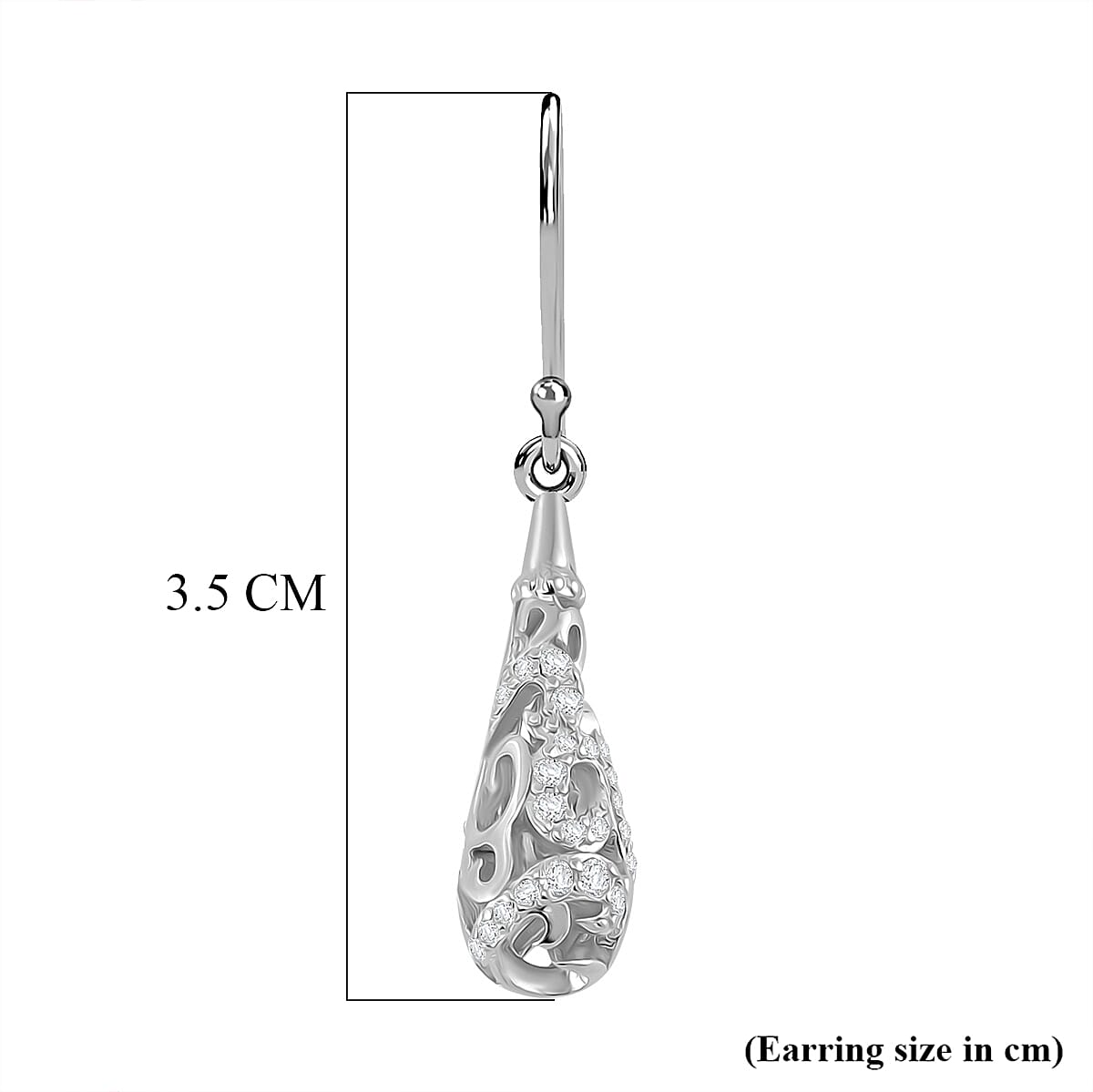 LucyQ - Air Drip Collection White Zircon Earring with Hook in Rhodium Overlay Sterling Silver 1.32 Ct. 8064864 4