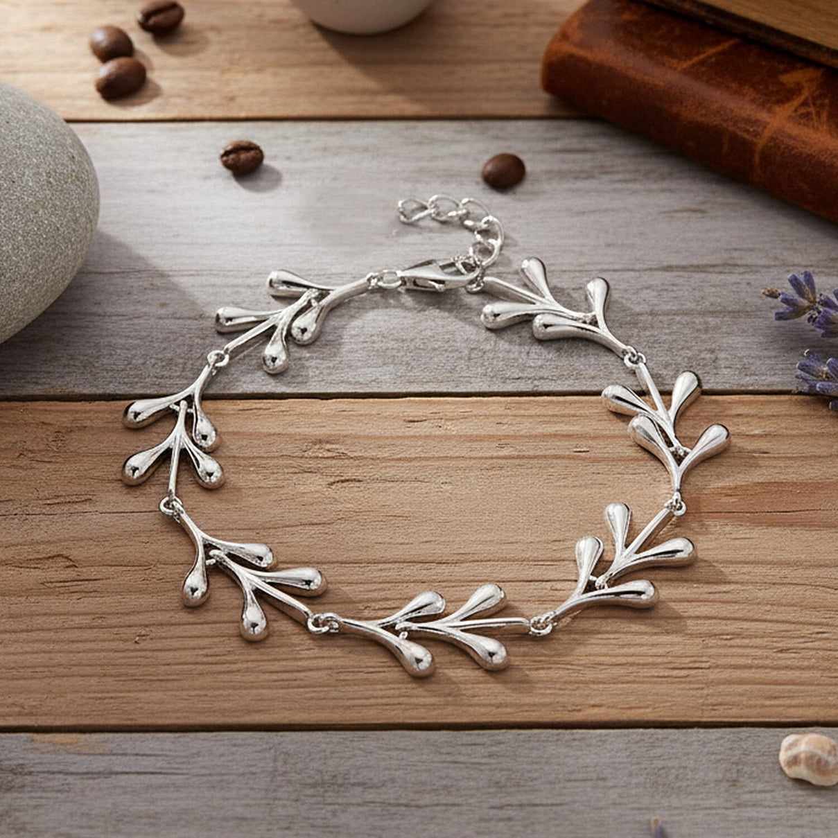 Lucy Q-Drop Collection Rhodium Overlay Sterling Silver Splash Bracelet (Size 7 - 1 Ext), Silver Wt. 13.00 Gms. 8286573 2