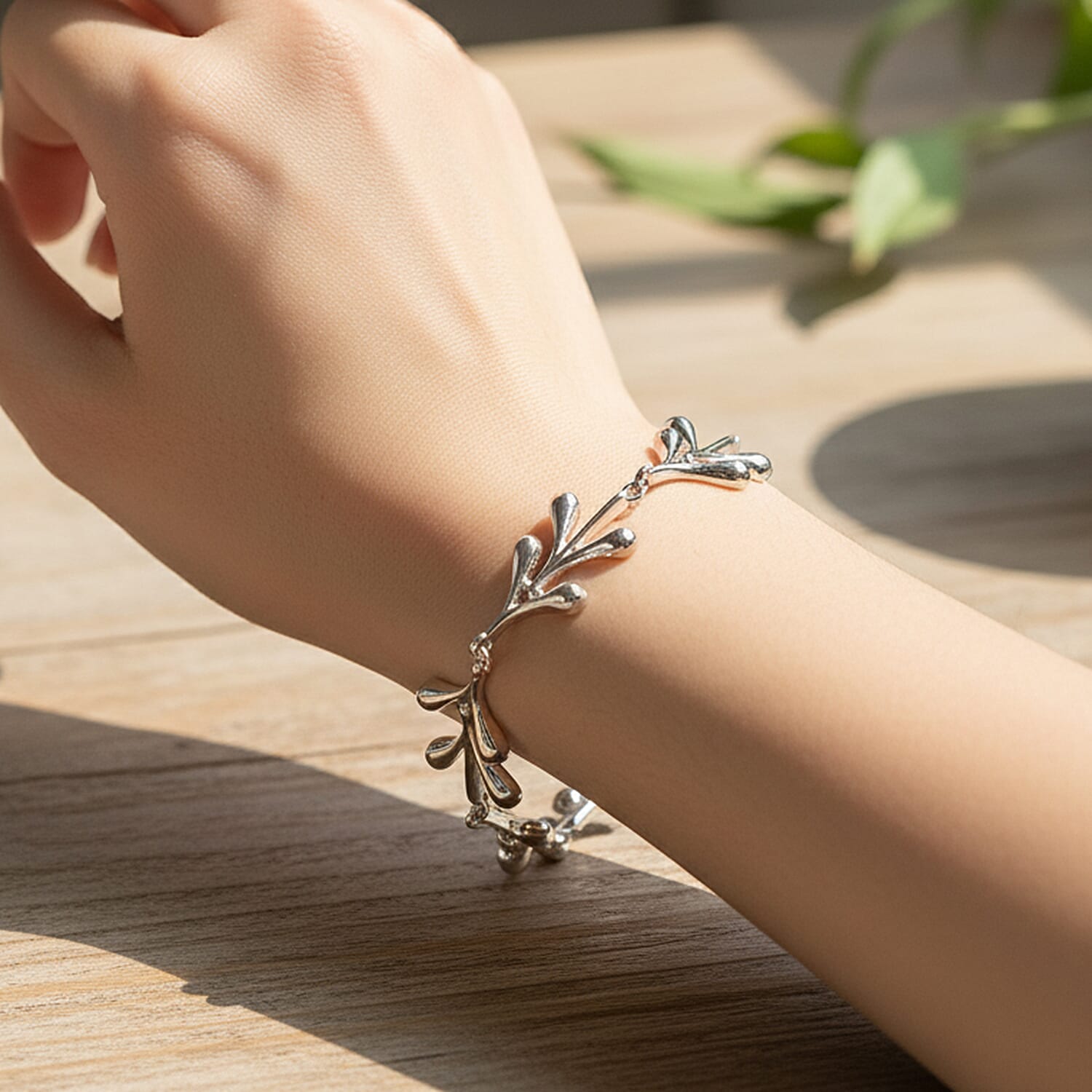 Lucy Q-Drop Collection Rhodium Overlay Sterling Silver Splash Bracelet (Size 7 - 1 Ext), Silver Wt. 13.00 Gms. 8286573 3