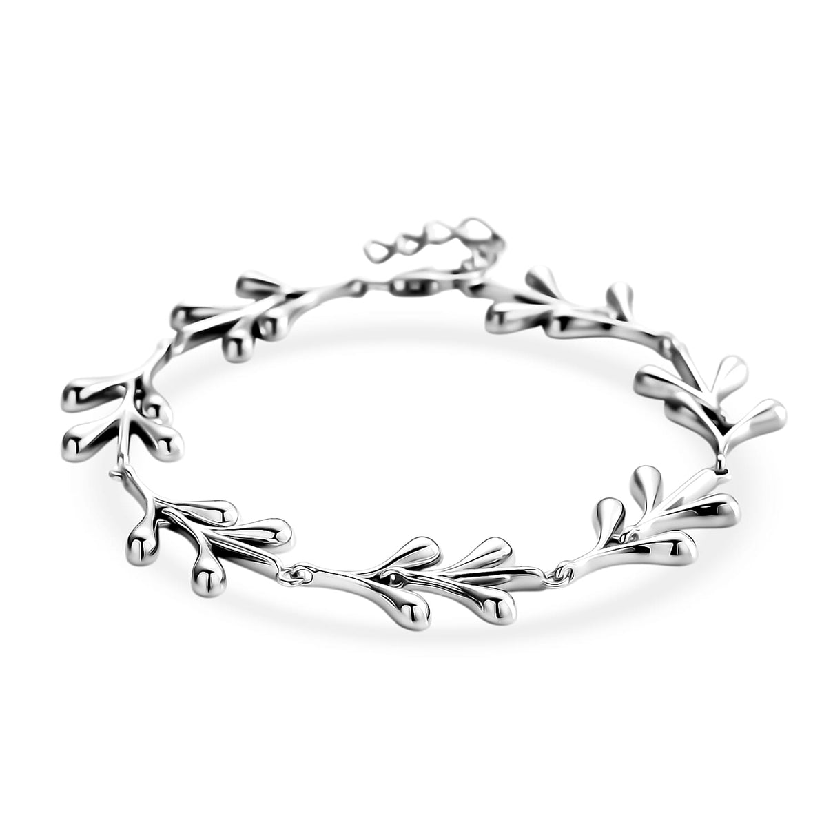 Lucy Q-Drop Collection Rhodium Overlay Sterling Silver Splash Bracelet (Size 7 - 1 Ext), Silver Wt. 13.00 Gms. 8286573 4