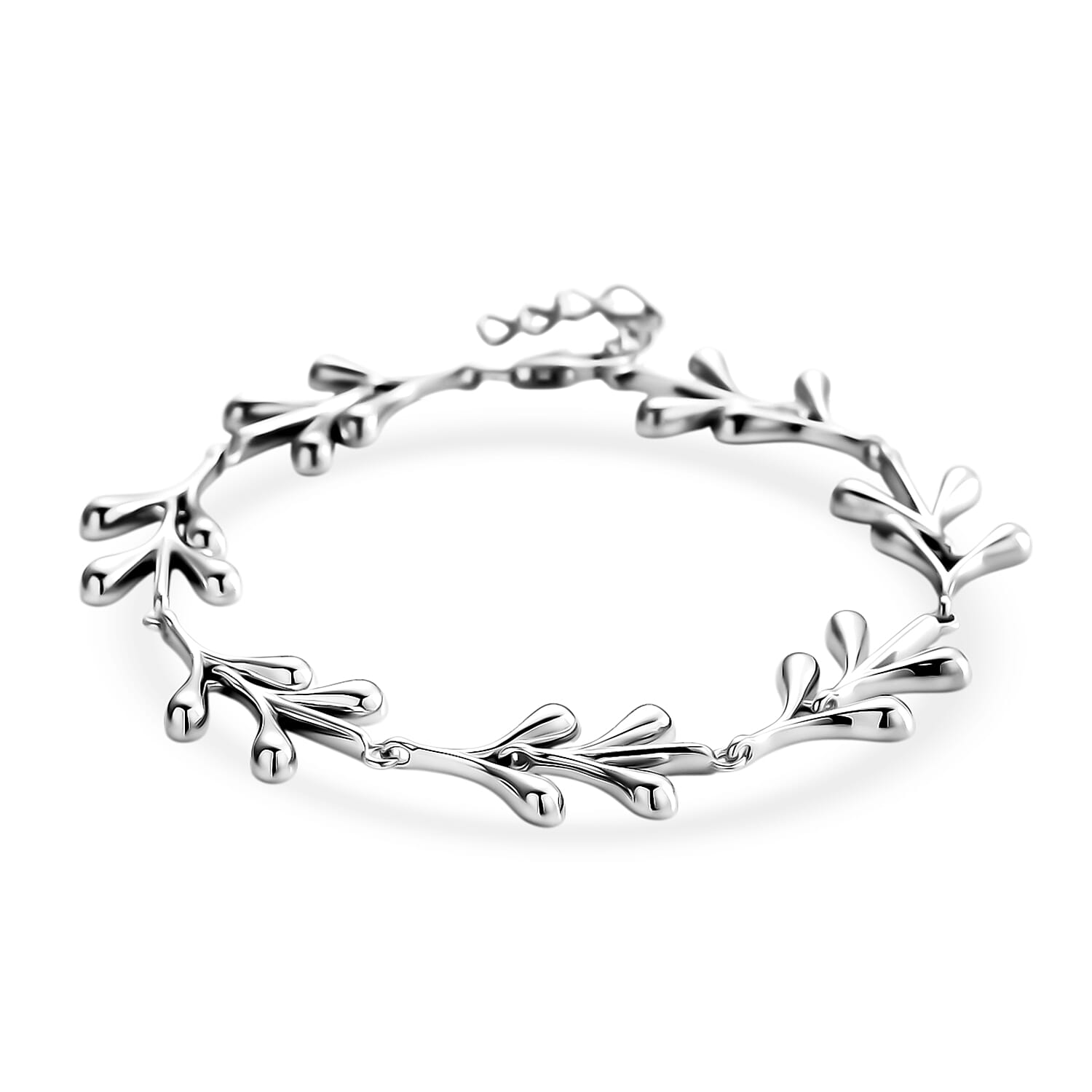 Lucy Q-Drop Collection Rhodium Overlay Sterling Silver Splash Bracelet (Size 7 - 1 Ext), Silver Wt. 13.00 Gms. 8286573 4