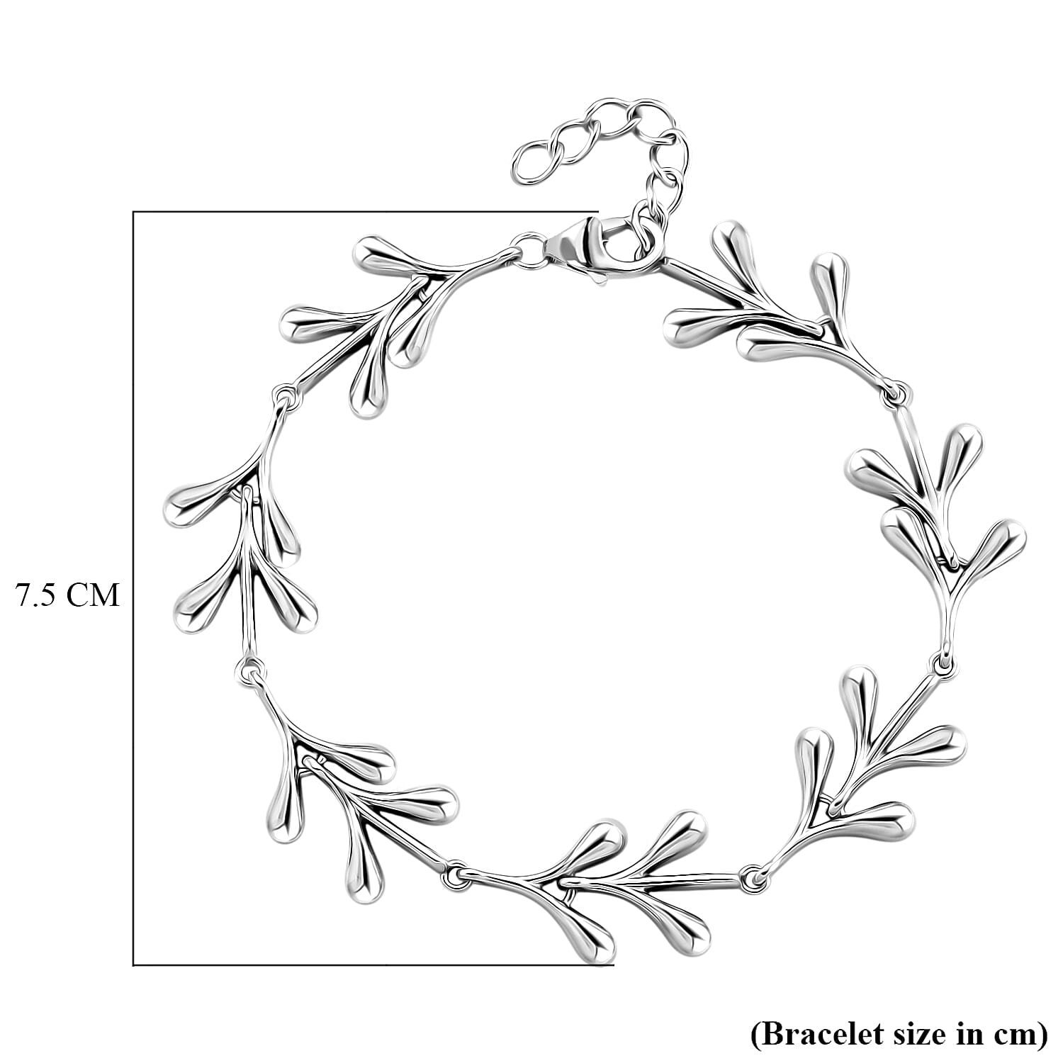 Lucy Q-Drop Collection Rhodium Overlay Sterling Silver Splash Bracelet (Size 7 - 1 Ext), Silver Wt. 13.00 Gms. 8286573 6
