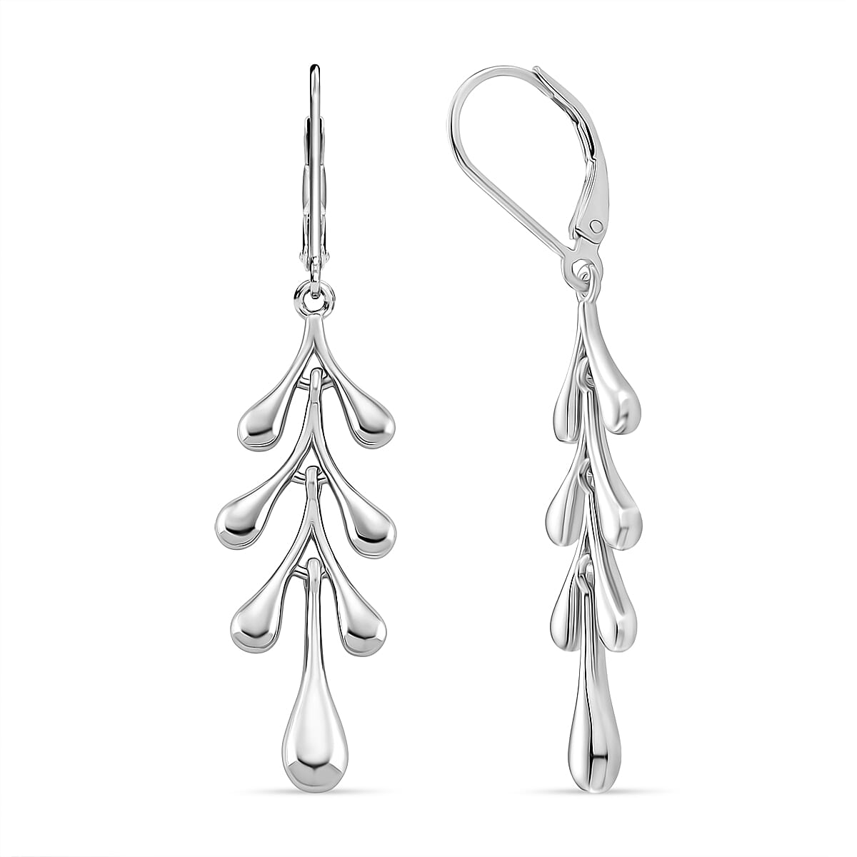Lucy Q-Drop Collection Rhodium Overlay Sterling Silver Splash Earring with Lever Back, Silver Wt. 5.00 Gms. 8286533 0