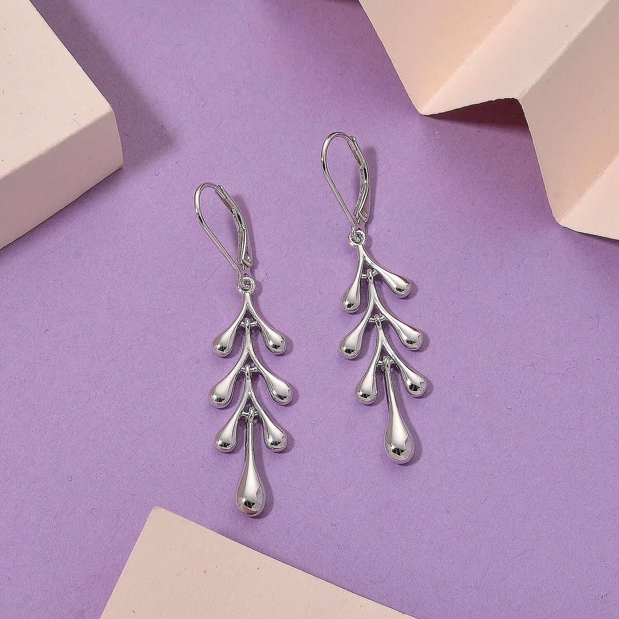 Lucy Q-Drop Collection Rhodium Overlay Sterling Silver Splash Earring with Lever Back, Silver Wt. 5.00 Gms. 8286533 2