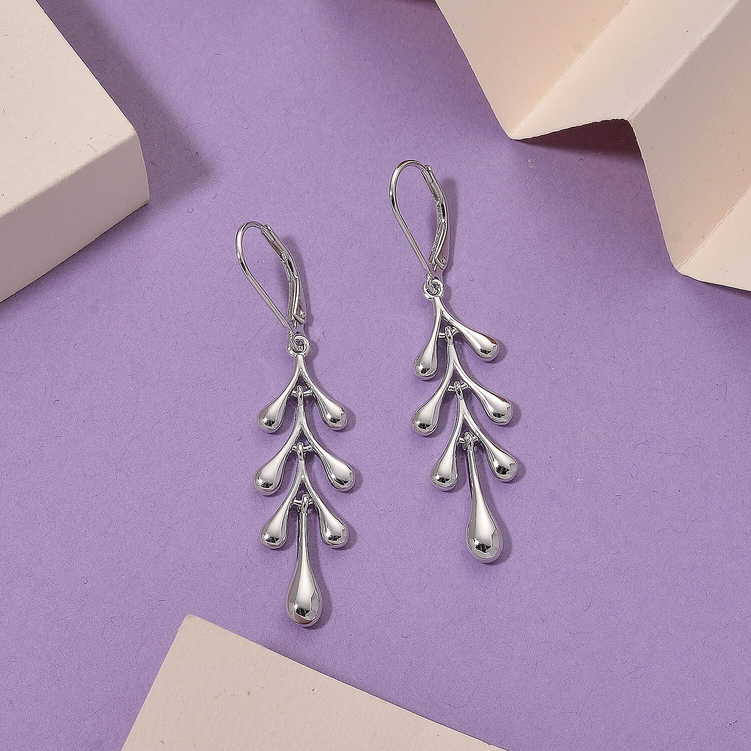 Lucy Q-Drop Collection Rhodium Overlay Sterling Silver Splash Earring with Lever Back, Silver Wt. 5.00 Gms. 8286533 2