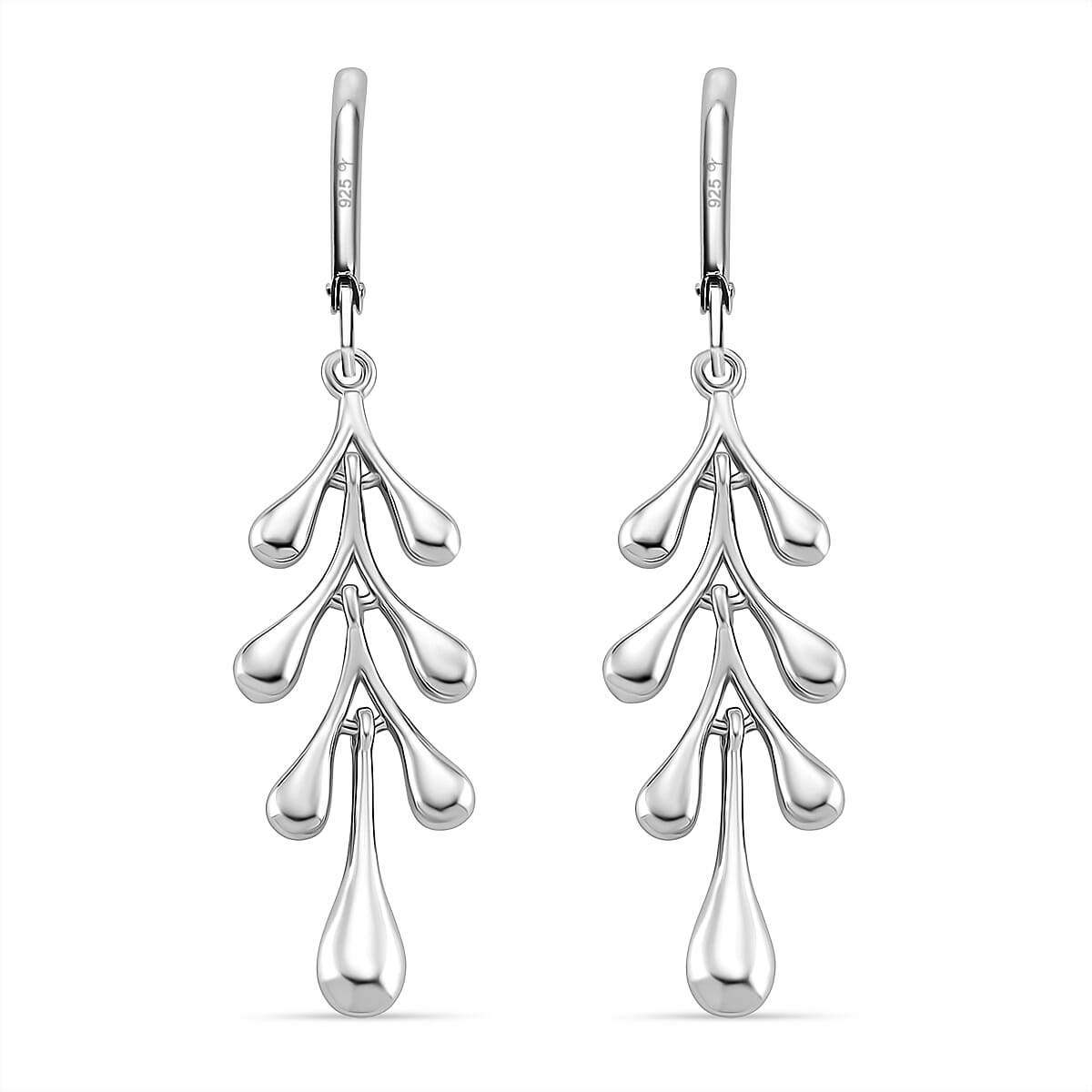 Lucy Q-Drop Collection Rhodium Overlay Sterling Silver Splash Earring with Lever Back, Silver Wt. 5.00 Gms. 8286533 4