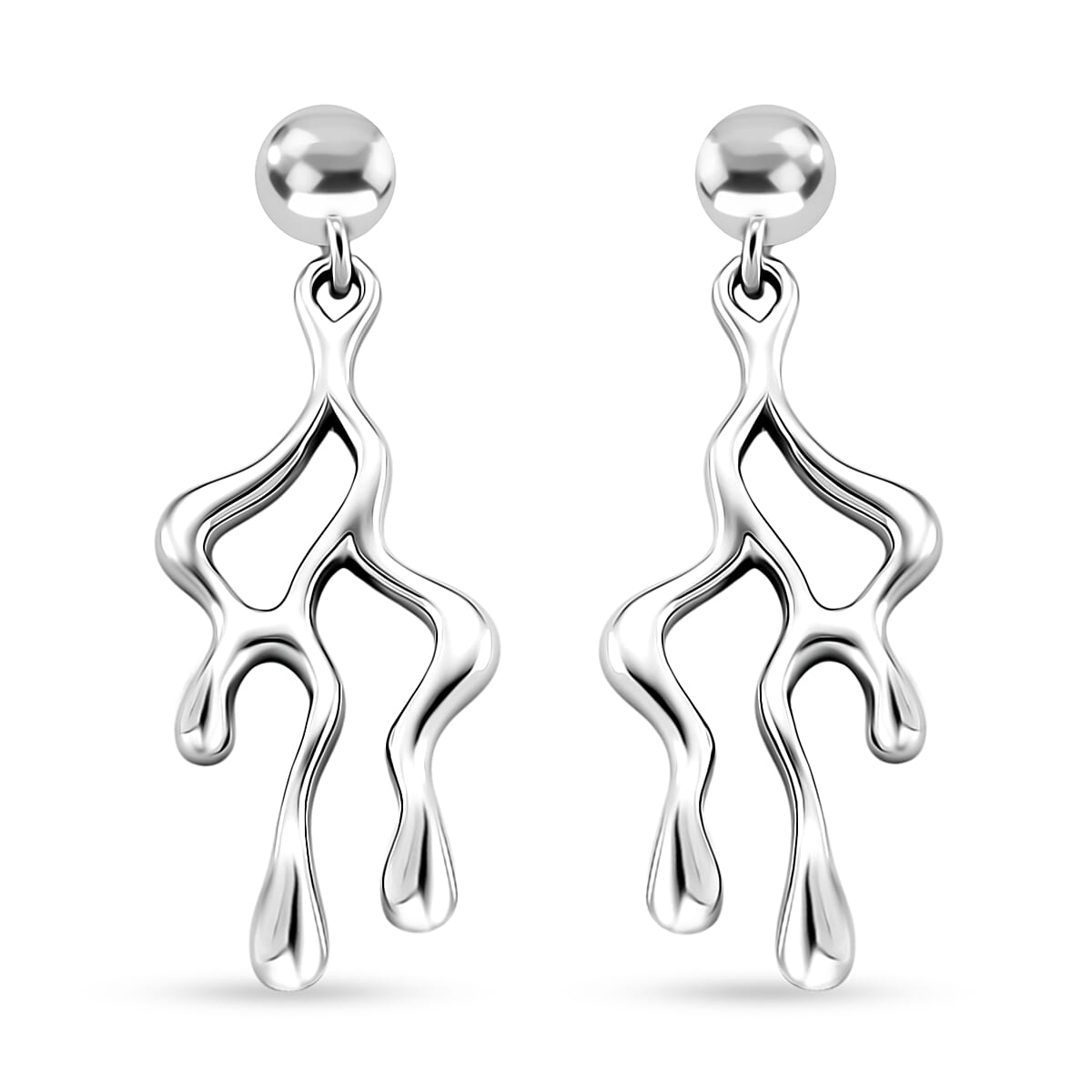 Lucy Q-Drop Collection Rhodium Overlay Sterling Silver Drip Earring with Push back, Silver Wt. 6.00 Gms. 8282550 0