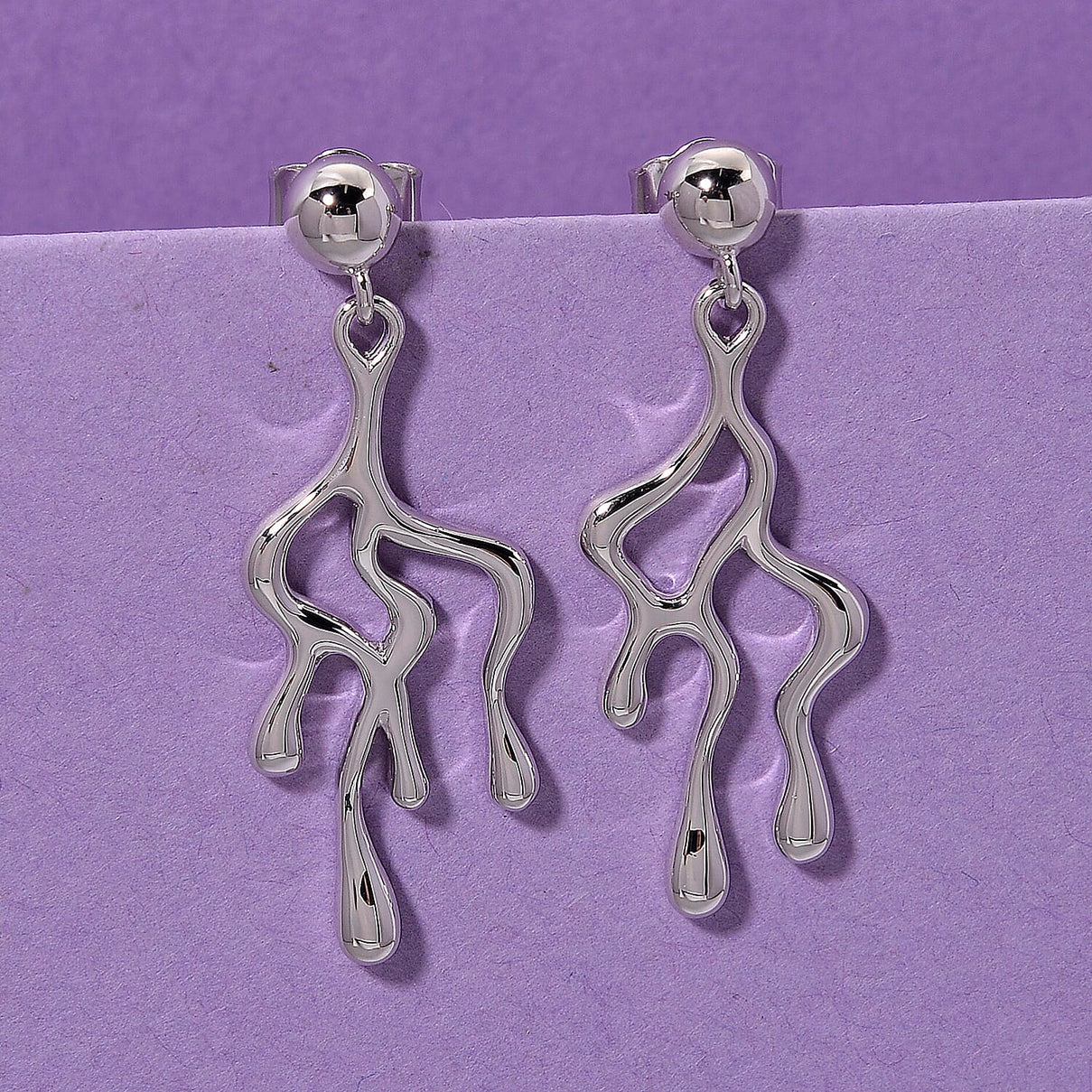 Lucy Q-Drop Collection Rhodium Overlay Sterling Silver Drip Earring with Push back, Silver Wt. 6.00 Gms. 8282550 2