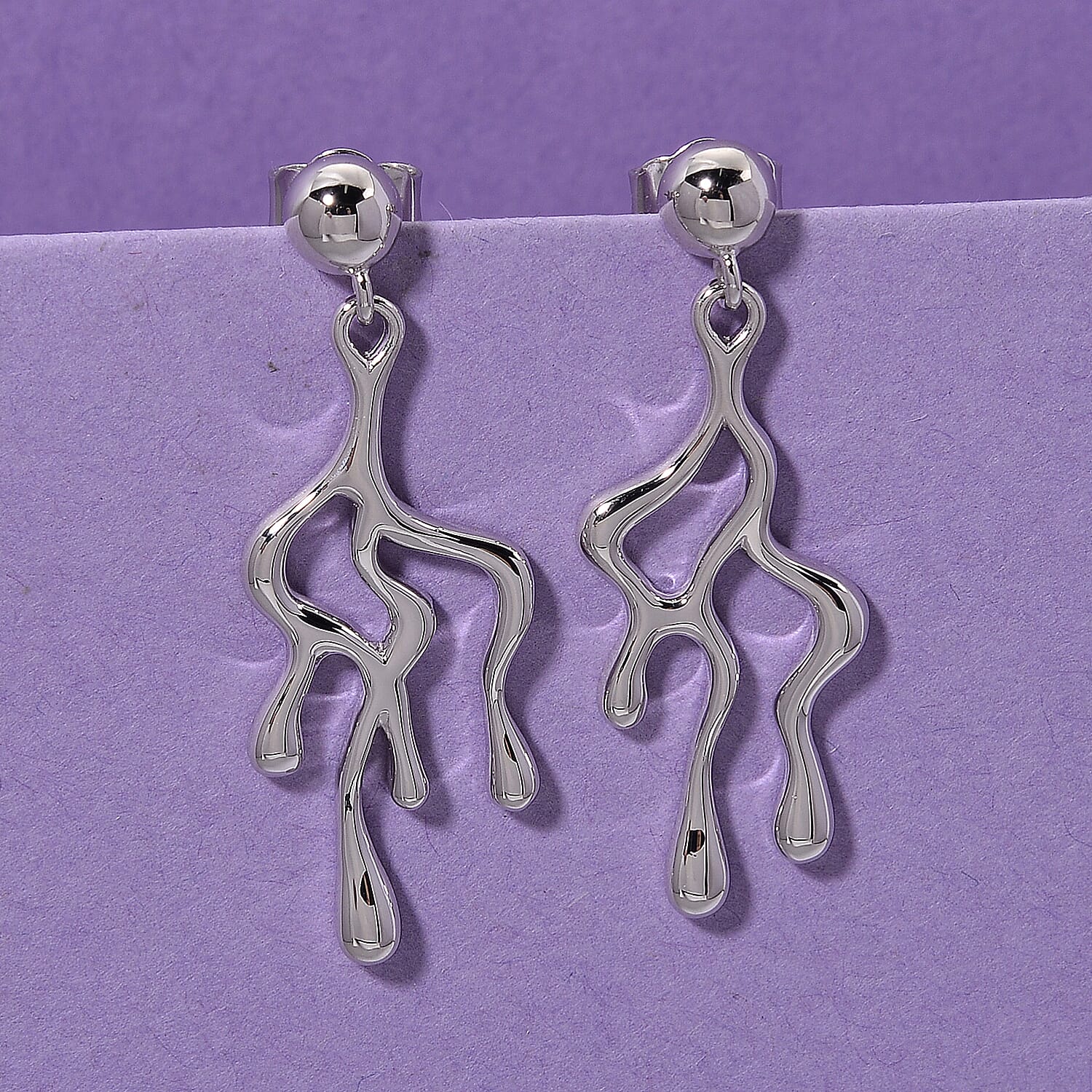 Lucy Q-Drop Collection Rhodium Overlay Sterling Silver Drip Earring with Push back, Silver Wt. 6.00 Gms. 8282550 2