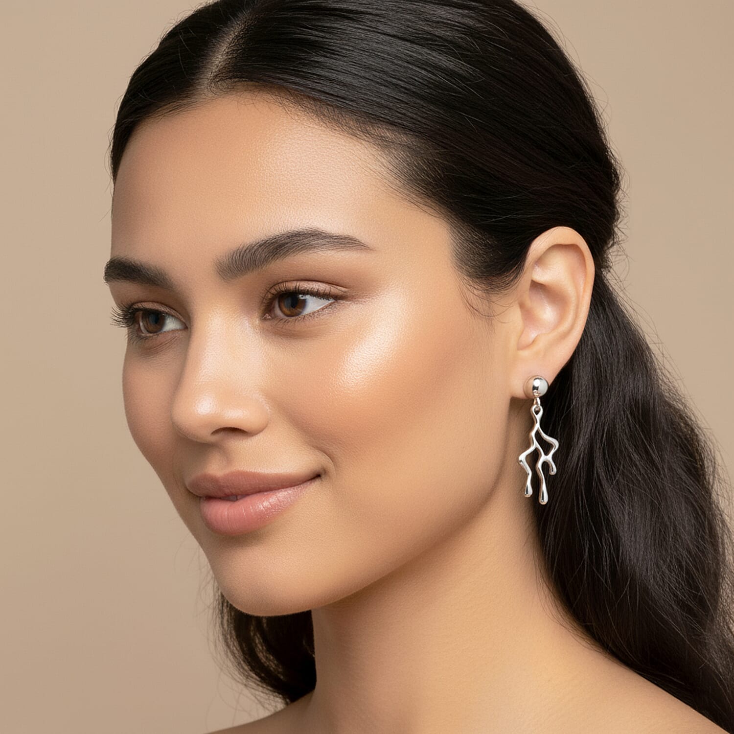 Lucy Q-Drop Collection Rhodium Overlay Sterling Silver Drip Earring with Push back, Silver Wt. 6.00 Gms. 8282550 3