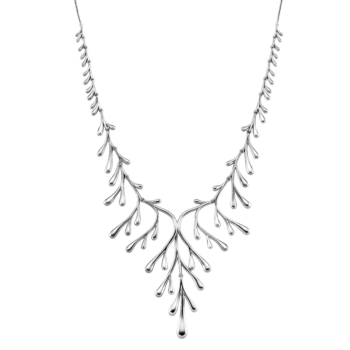 Lucy Q-Drop Collection Rhodium Overlay Sterling Silver Drip Statement Necklace (Size 16 - 4 Ext), Silver Wt. 53.00 Gms. 8286575 0