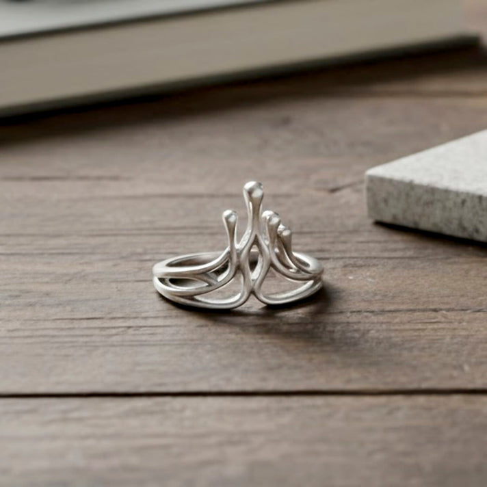 Lucy Q-Drop Collection Rhodium Overlay Sterling Silver Drip Ring, Silver Wt. 4.70 Gms. 8282524 2