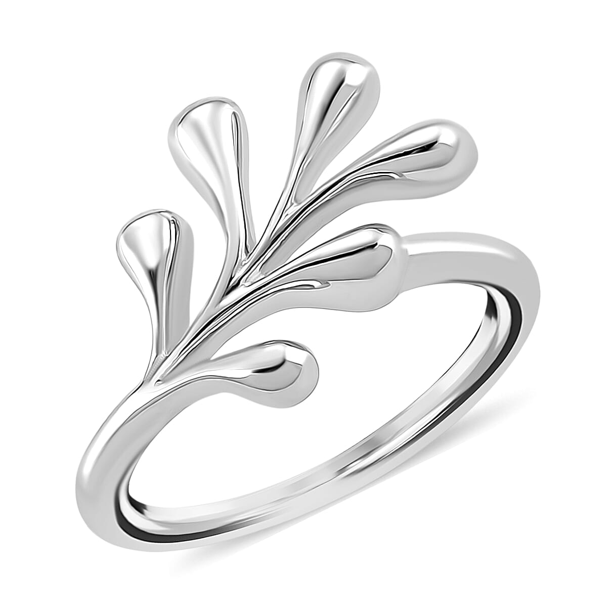 Lucy Q-Drop Collection Rhodium Overlay Sterling Silver Splash Ring 8286507 0