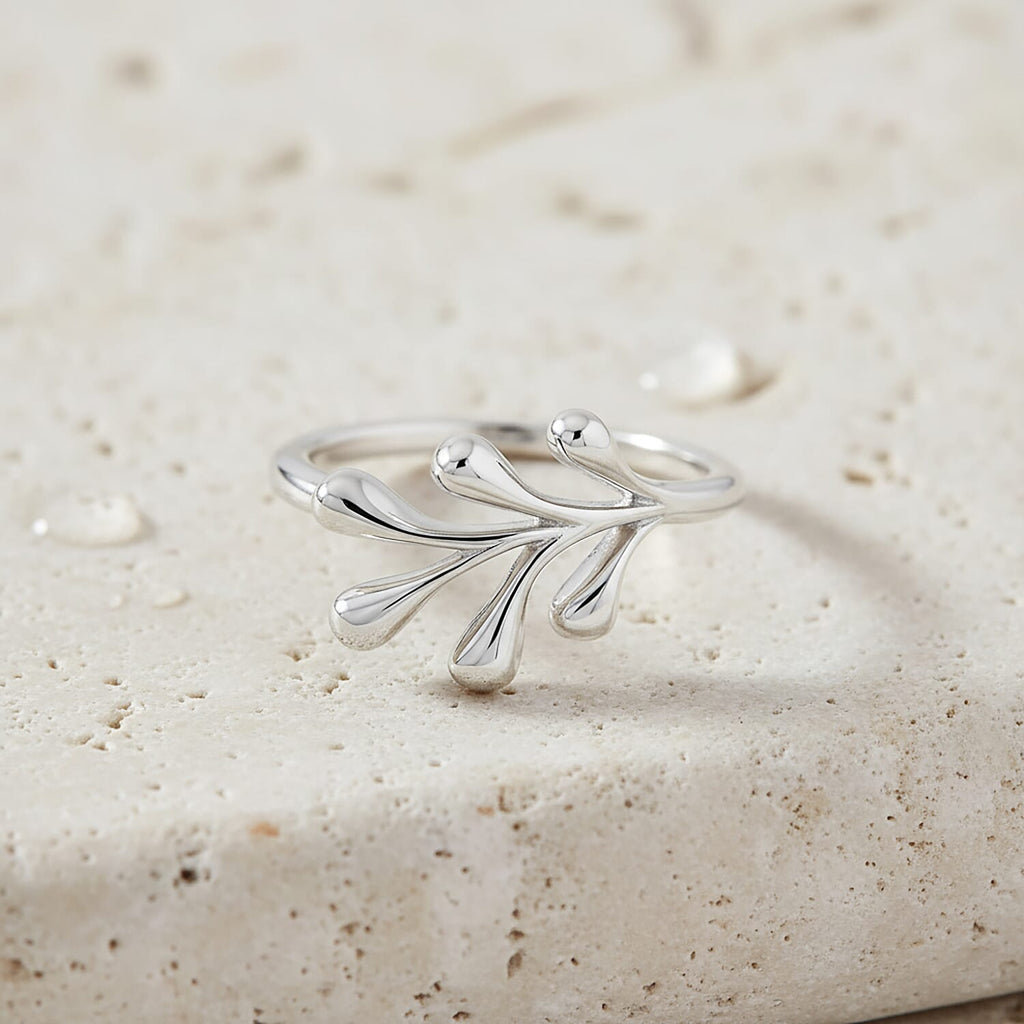 Lucy Q-Drop Collection Rhodium Overlay Sterling Silver Splash Ring