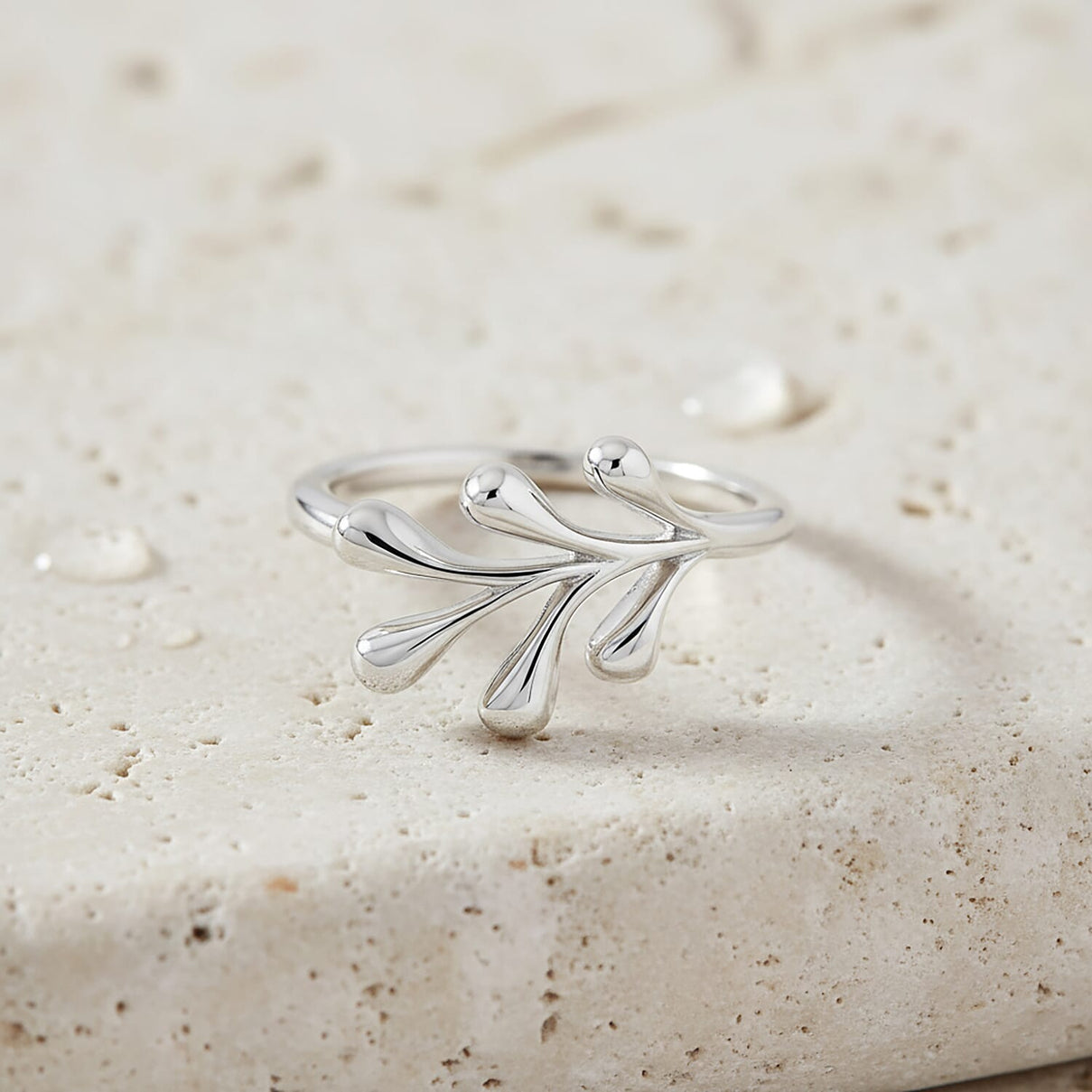 Lucy Q-Drop Collection Rhodium Overlay Sterling Silver Splash Ring 8286507 2