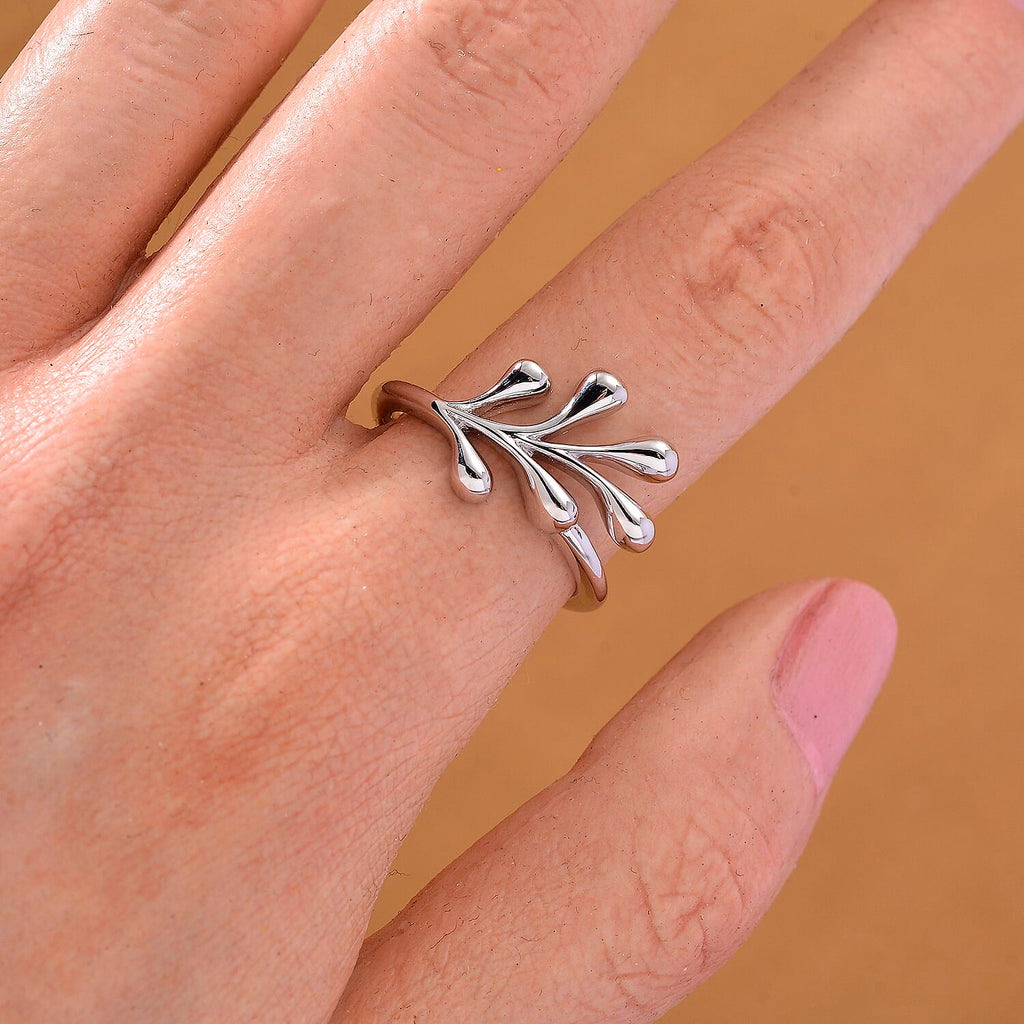 Lucy Q-Drop Collection Rhodium Overlay Sterling Silver Splash Ring