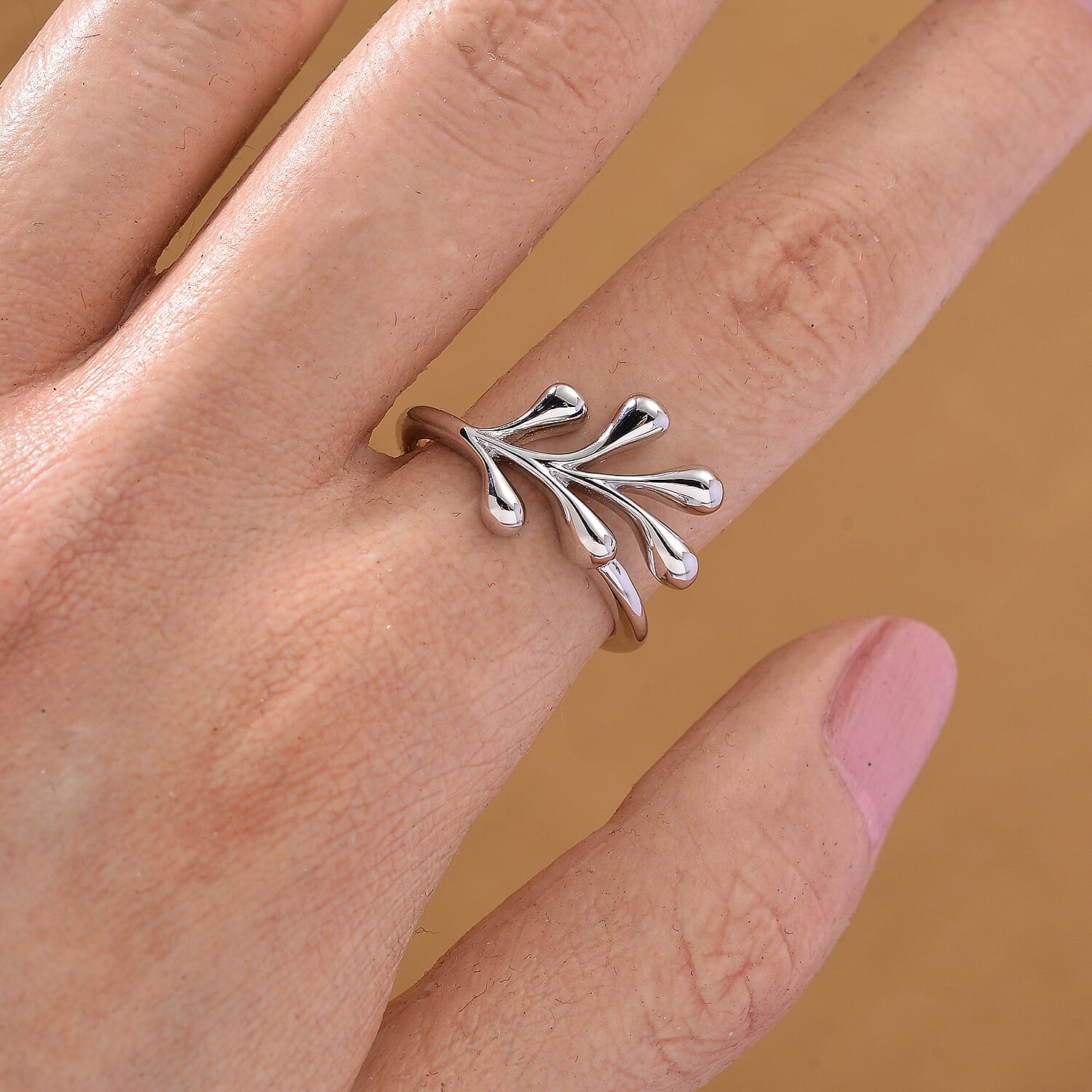Lucy Q-Drop Collection Rhodium Overlay Sterling Silver Splash Ring 8286507 3