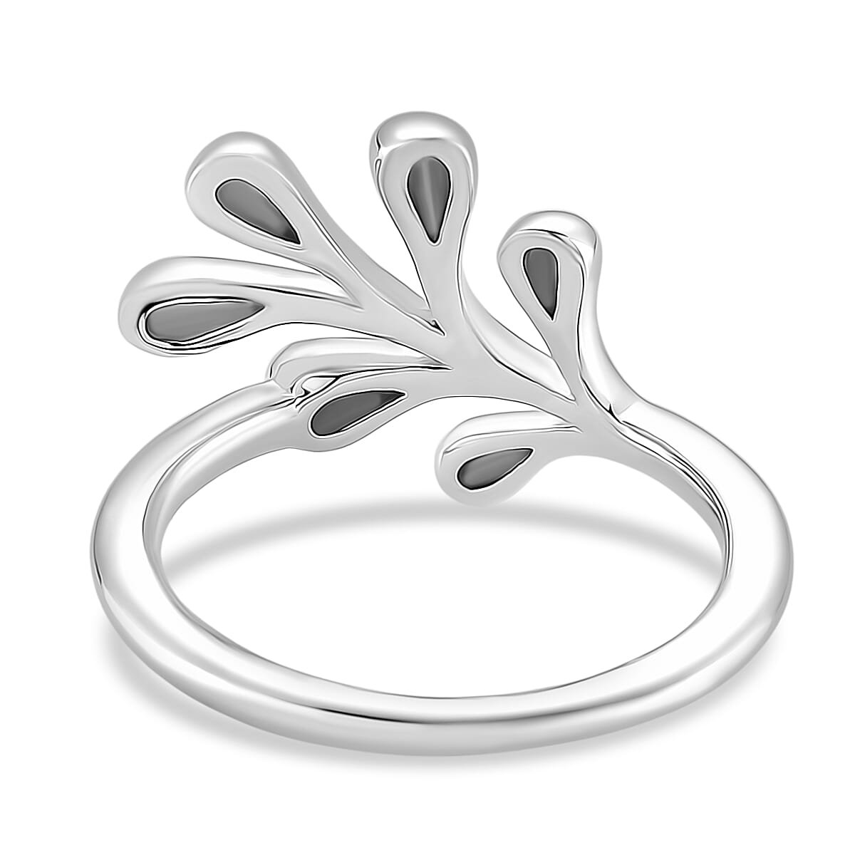 Lucy Q-Drop Collection Rhodium Overlay Sterling Silver Splash Ring 8286507 5