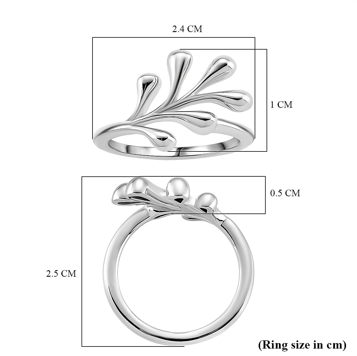 Lucy Q-Drop Collection Rhodium Overlay Sterling Silver Splash Ring 8286507 6