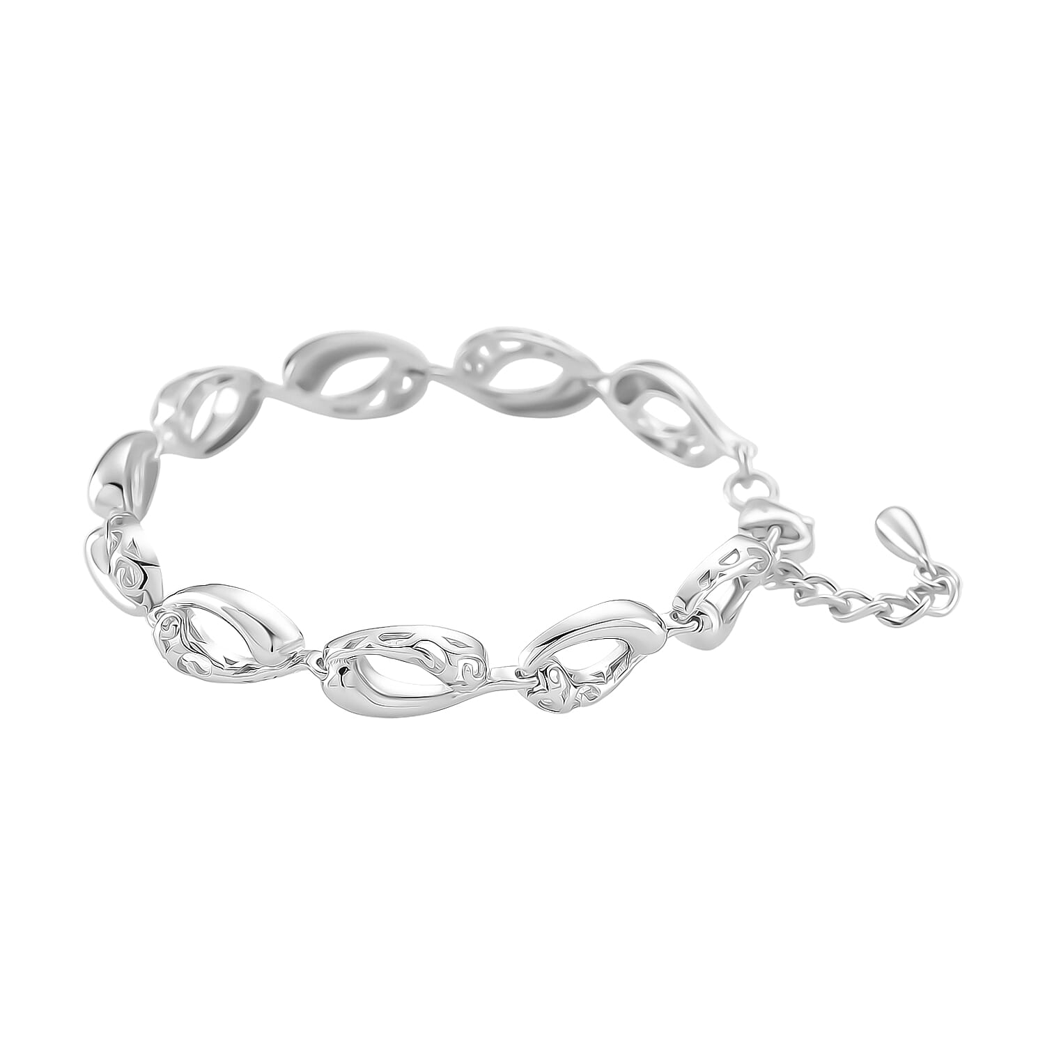 LucyQ Flame Collection - Rhodium Overlay Sterling Silver Bracelet (Size 6.5 - 1 Ext), Silver Wt. 10.60 Gms. 8204103 4