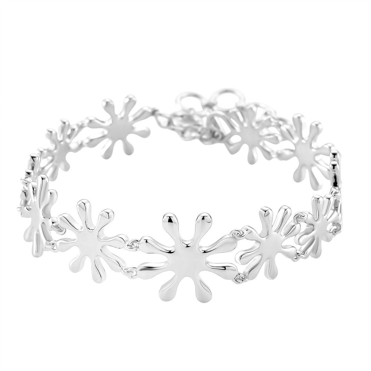 LucyQ Splash Collection - Rhodium Overlay Sterling Silver Bracelet (Size 7 - 1.5 Ext), Silver Wt. 21.50 Gms. 8204240 0