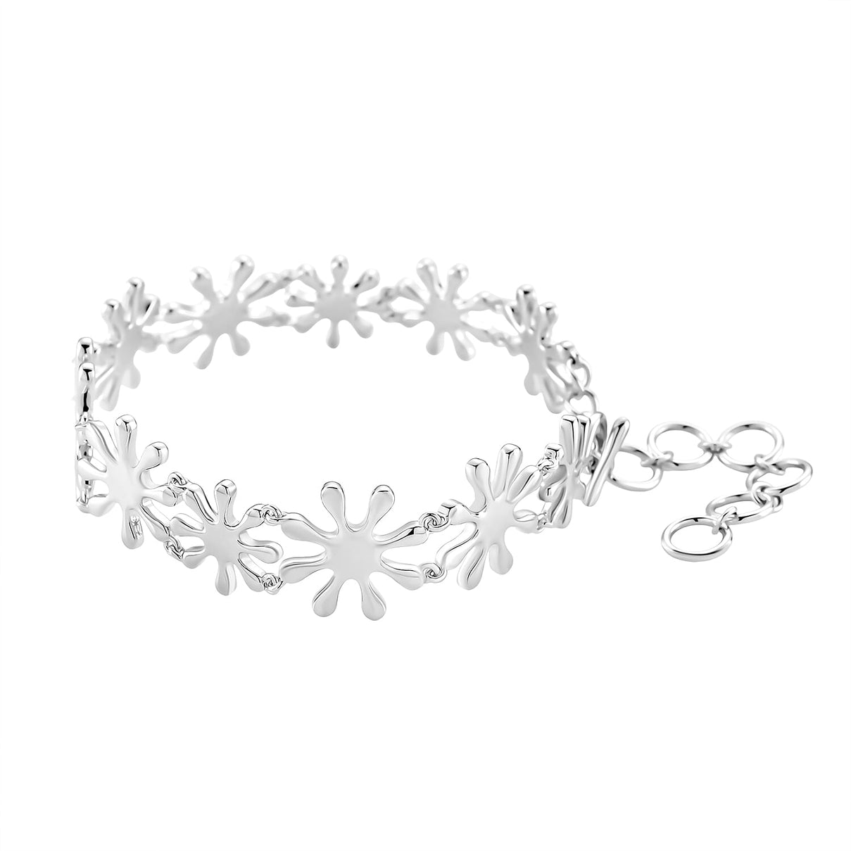 LucyQ Splash Collection - Rhodium Overlay Sterling Silver Bracelet (Size 7 - 1.5 Ext), Silver Wt. 21.50 Gms. 8204240 3