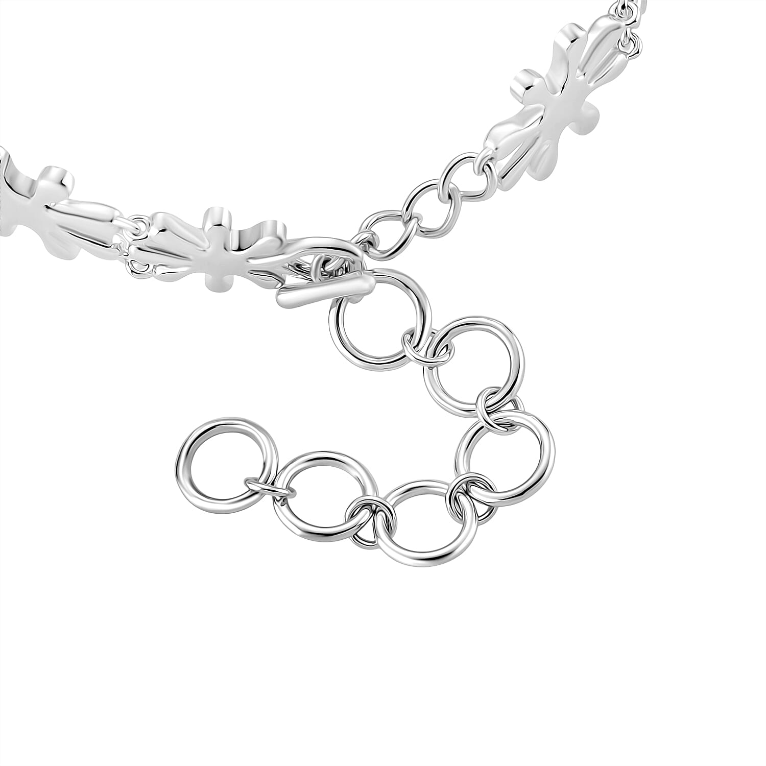 LucyQ Splash Collection - Rhodium Overlay Sterling Silver Bracelet (Size 7 - 1.5 Ext), Silver Wt. 21.50 Gms. 8204240 4