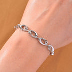 LucyQ Flame Collection - Rhodium Overlay Sterling Silver Bracelet (Size 7 - 1 Ext), Silver Wt. 11.55 Gms.