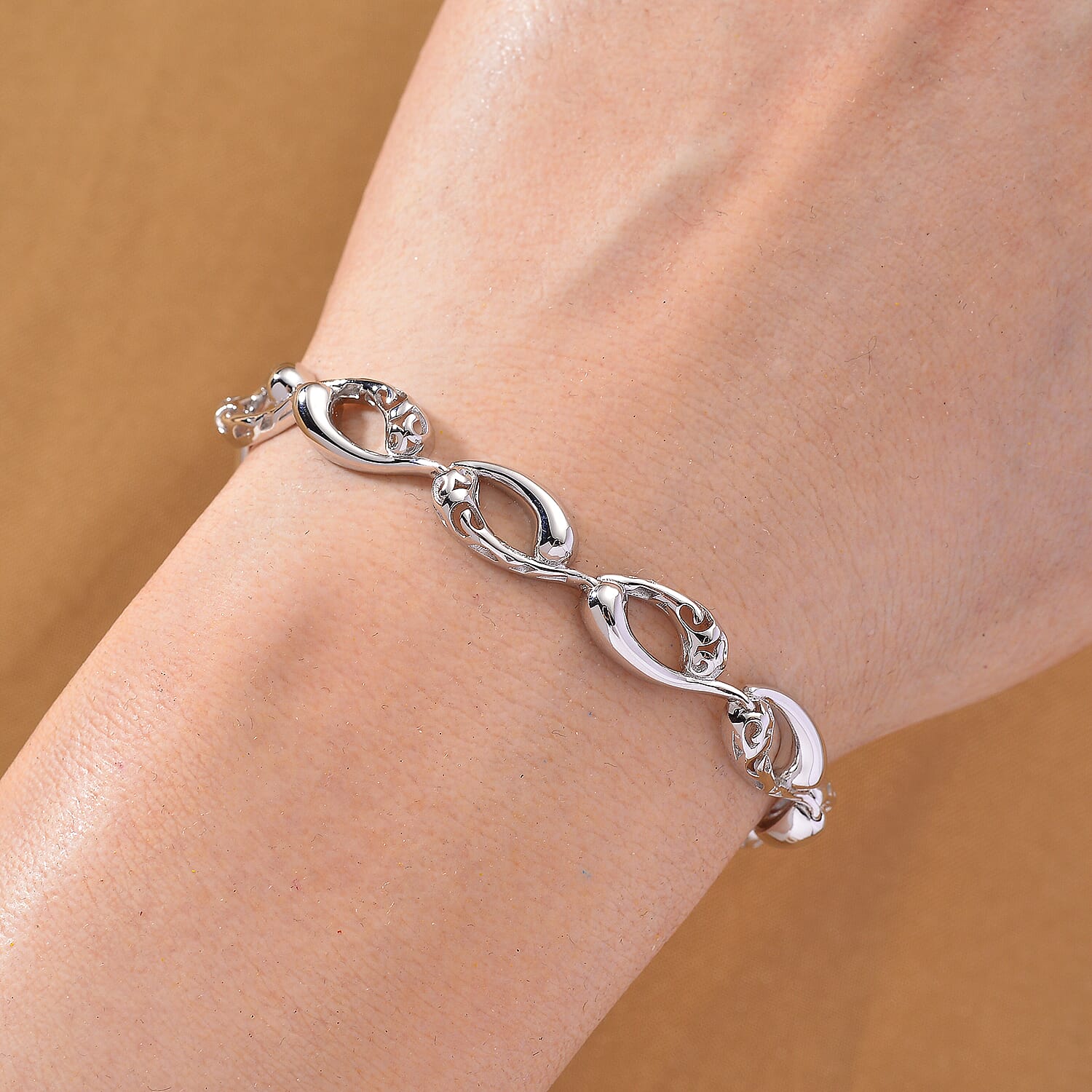 LucyQ Flame Collection - Rhodium Overlay Sterling Silver Bracelet (Size 7 - 1 Ext), Silver Wt. 11.55 Gms. 8204104 3