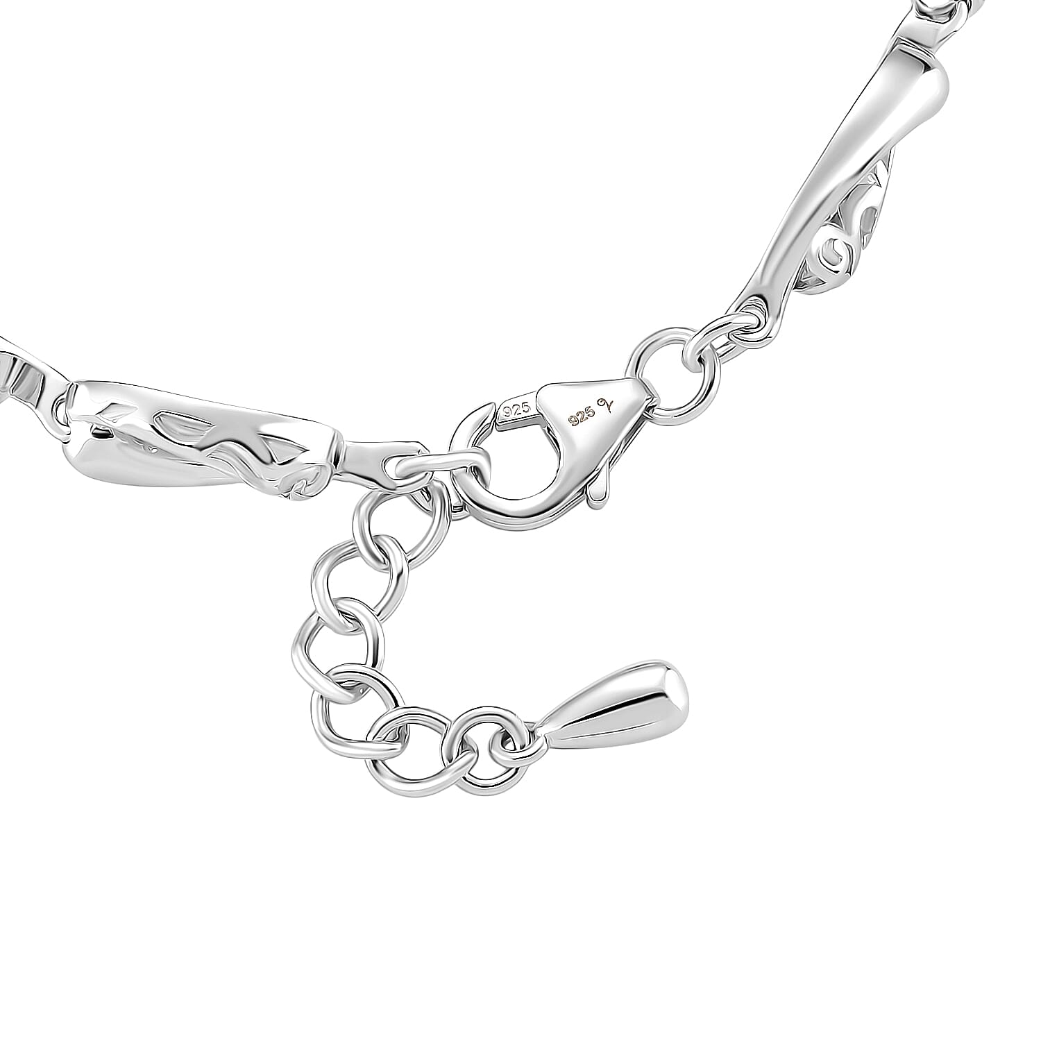 LucyQ Flame Collection - Rhodium Overlay Sterling Silver Bracelet (Size 7 - 1 Ext), Silver Wt. 11.55 Gms. 8204104 5