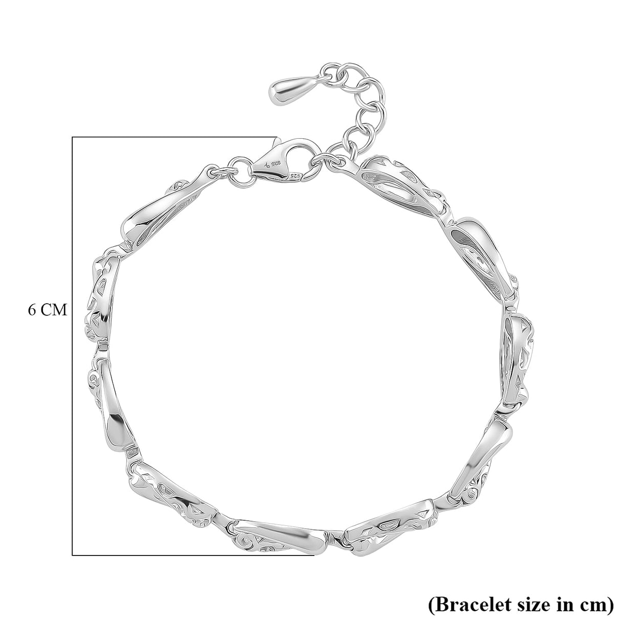 LucyQ Flame Collection - Rhodium Overlay Sterling Silver Bracelet (Size 7 - 1 Ext), Silver Wt. 11.55 Gms. 8204104 6