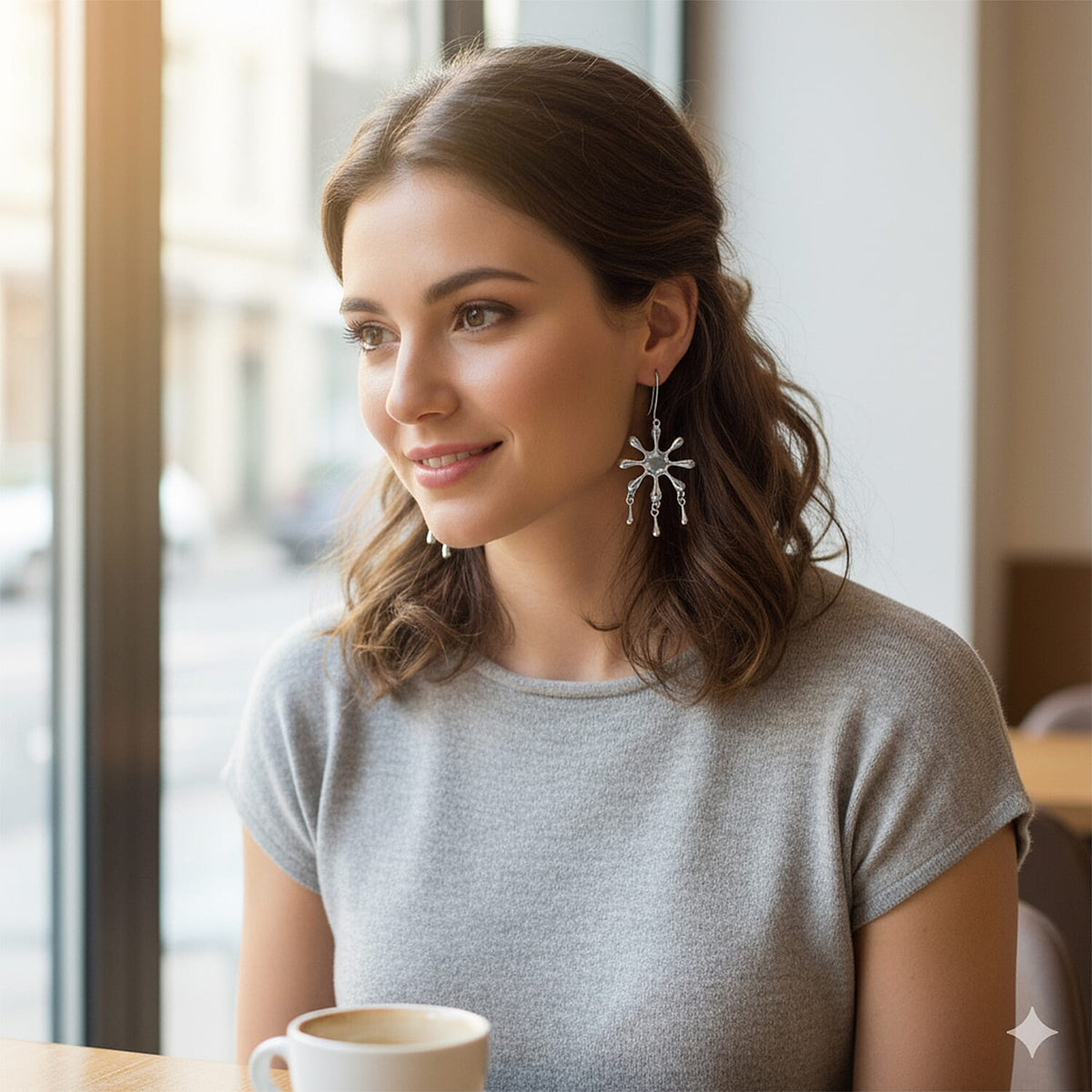 LucyQ Splash Collection - Rhodium Overlay Sterling Silver Earring with Hook, Silver Wt. 5.25 Gms. 8204224 3