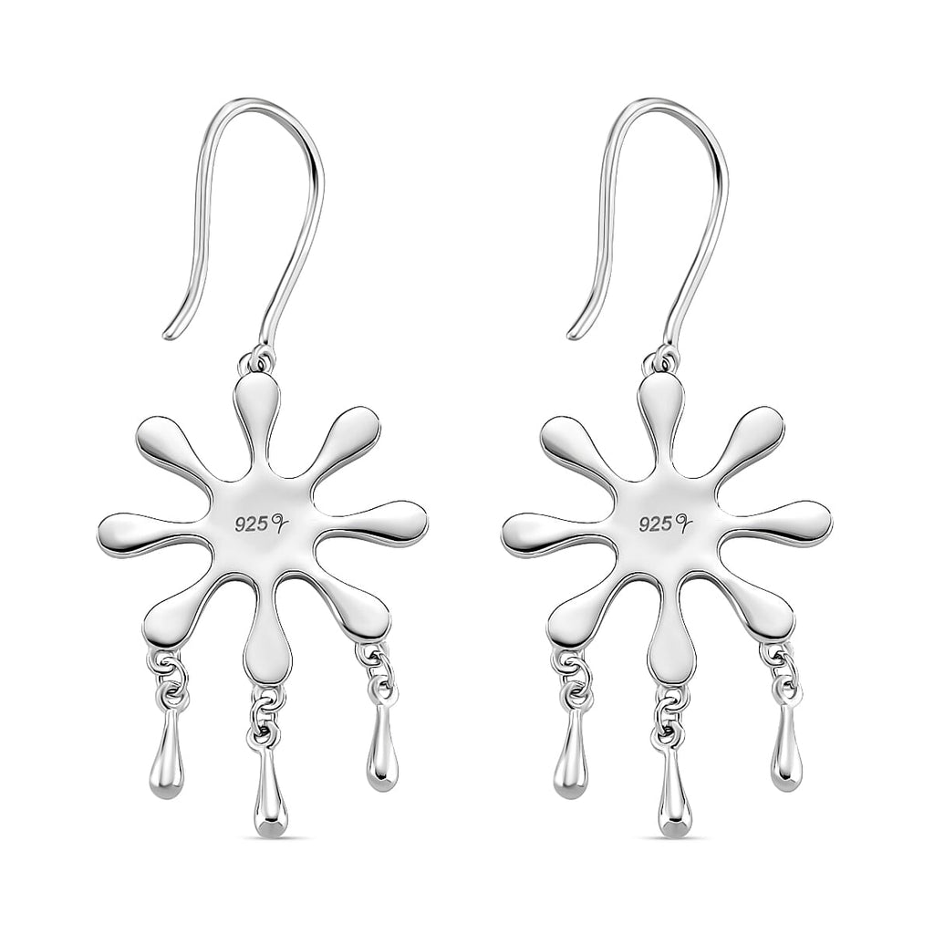 LucyQ Splash Collection - Rhodium Overlay Sterling Silver Earring with Hook, Silver Wt. 5.25 Gms.