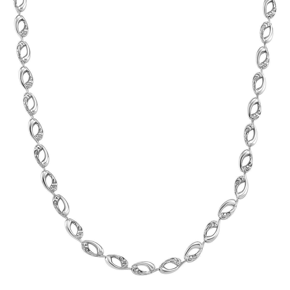 Lucy Q Flame Collection - Rhodium Overlay Sterling Silver Station Necklace (Size 16 + 4 Ext), Silver Wt. 33.30 Gms. 8204035 0
