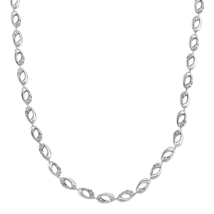 Lucy Q Flame Collection - Rhodium Overlay Sterling Silver Station Necklace (Size 16 - 4 Ext), Silver Wt. 33.30 Gms. 8204035 1