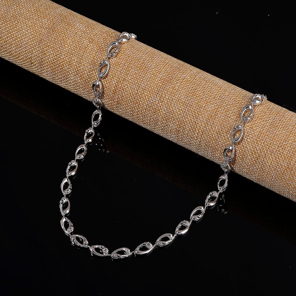 Lucy Q Flame Collection - Rhodium Overlay Sterling Silver Station Necklace (Size 16 + 4 Ext), Silver Wt. 33.30 Gms. 8204035 3