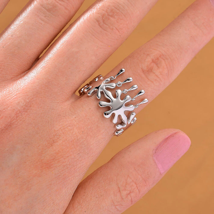 LucyQ Splash Collection - Rhodium Overlay Sterling Silver Ring, Silver Wt. 6.10 Gms. 8204193 2