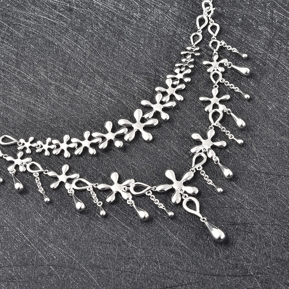 Lucy Q Multi Splash Collection - 5 in 1 Rhodium Overlay Sterling Silver Bracelet or (Necklace Size - 20) 3883823 2