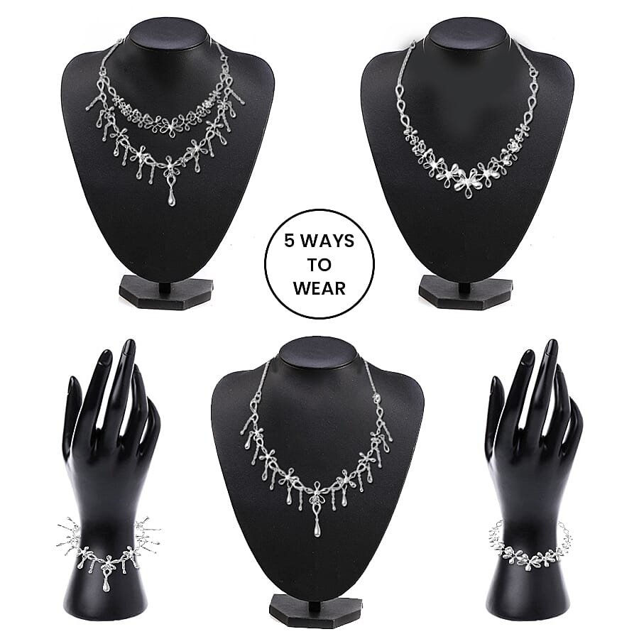 Lucy Q Multi Splash Collection - 5 in 1 Rhodium Overlay Sterling Silver Bracelet or (Necklace Size - 20) 3883823 4