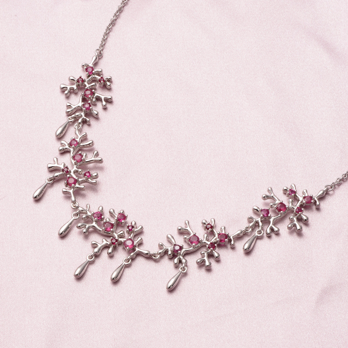 Lucy Q Splash Collection - Fissure Filled Ruby Necklace Size-16 in Rhodium Plated Sterling Silver 2.56 Ct. Silver Wt. 18.34 gms 3879326 2