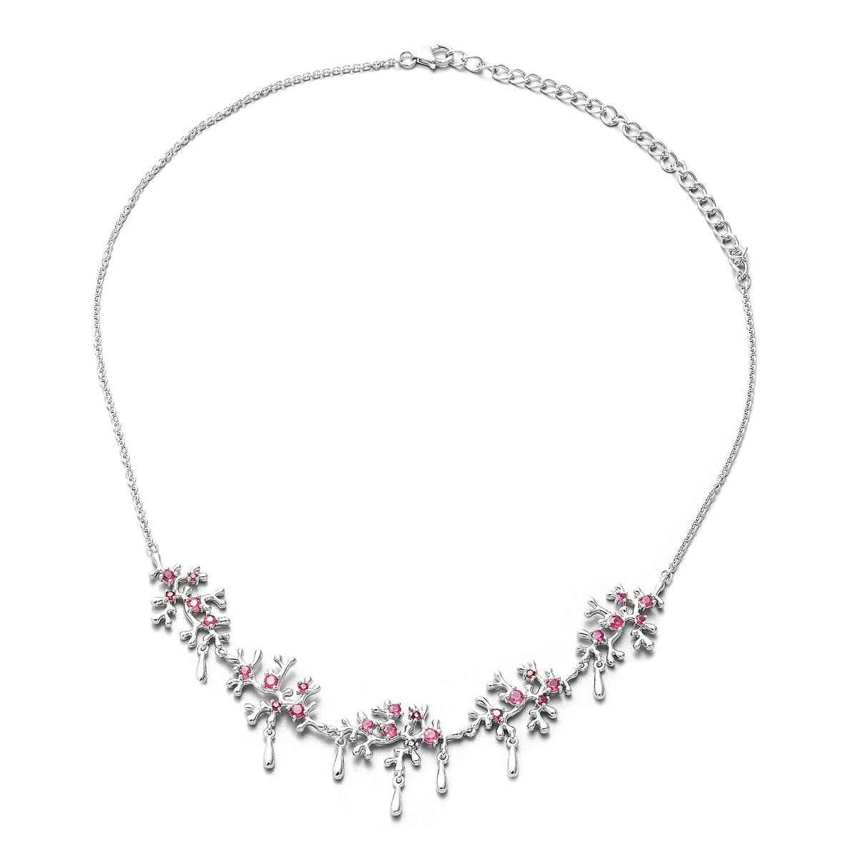 Lucy Q Splash Collection - Fissure Filled Ruby Necklace Size-16 in Rhodium Plated Sterling Silver 2.56 Ct. Silver Wt. 18.34 gms 3879326 3