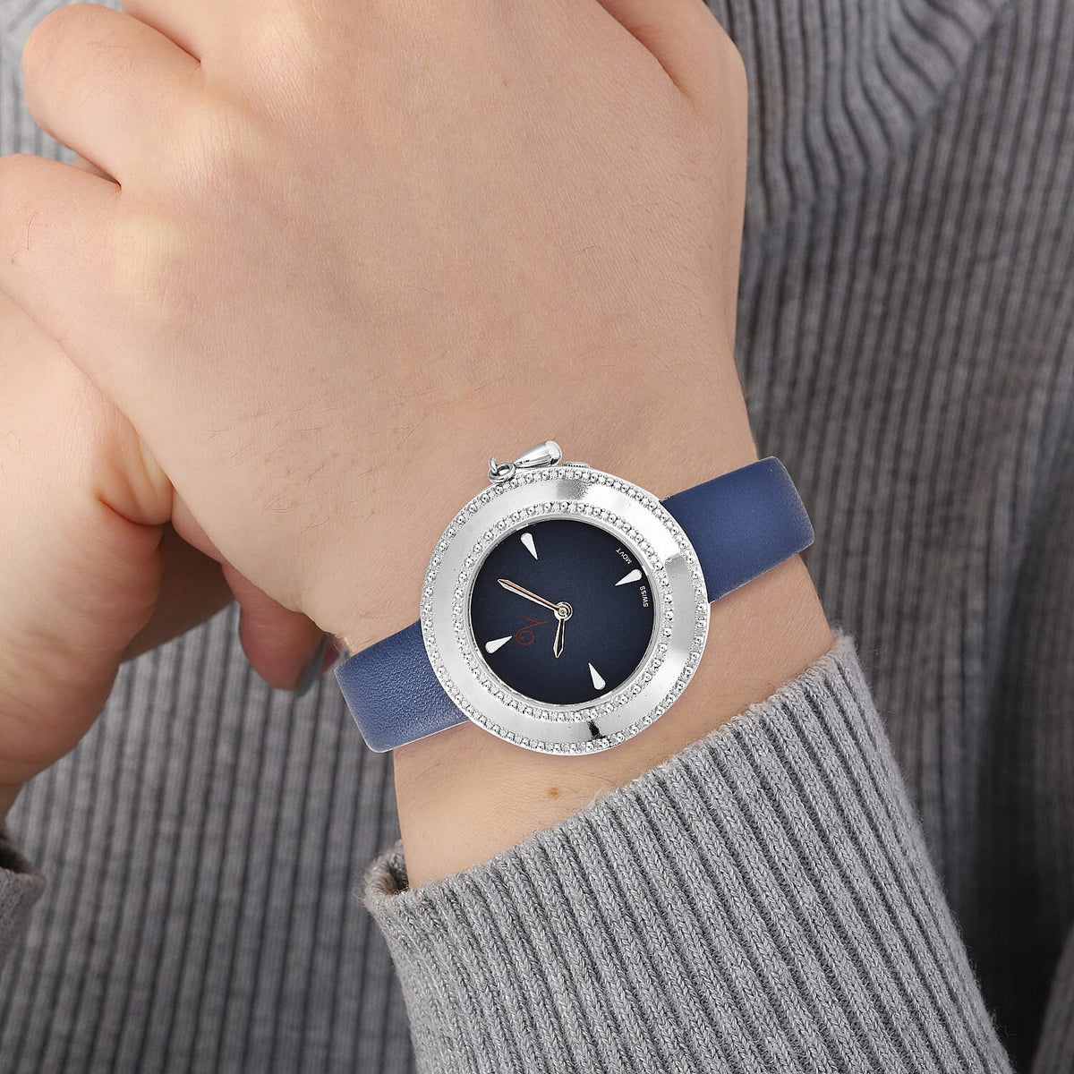 Lucy Q Swiss Movement 5 ATM Water Resistent Watch with Charm with Black Strap in Stainless Steel 6276929 1