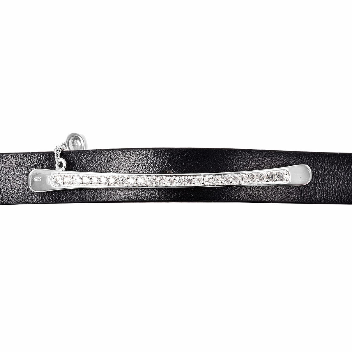 Lucy Q Swiss Movement Black Dial 3ATM Water Resistant Watch with 3 Row Black Leather Strap and Natural Cambodian Zircon Studded Sterling Silver Charm in a Gift Box 3717385 6